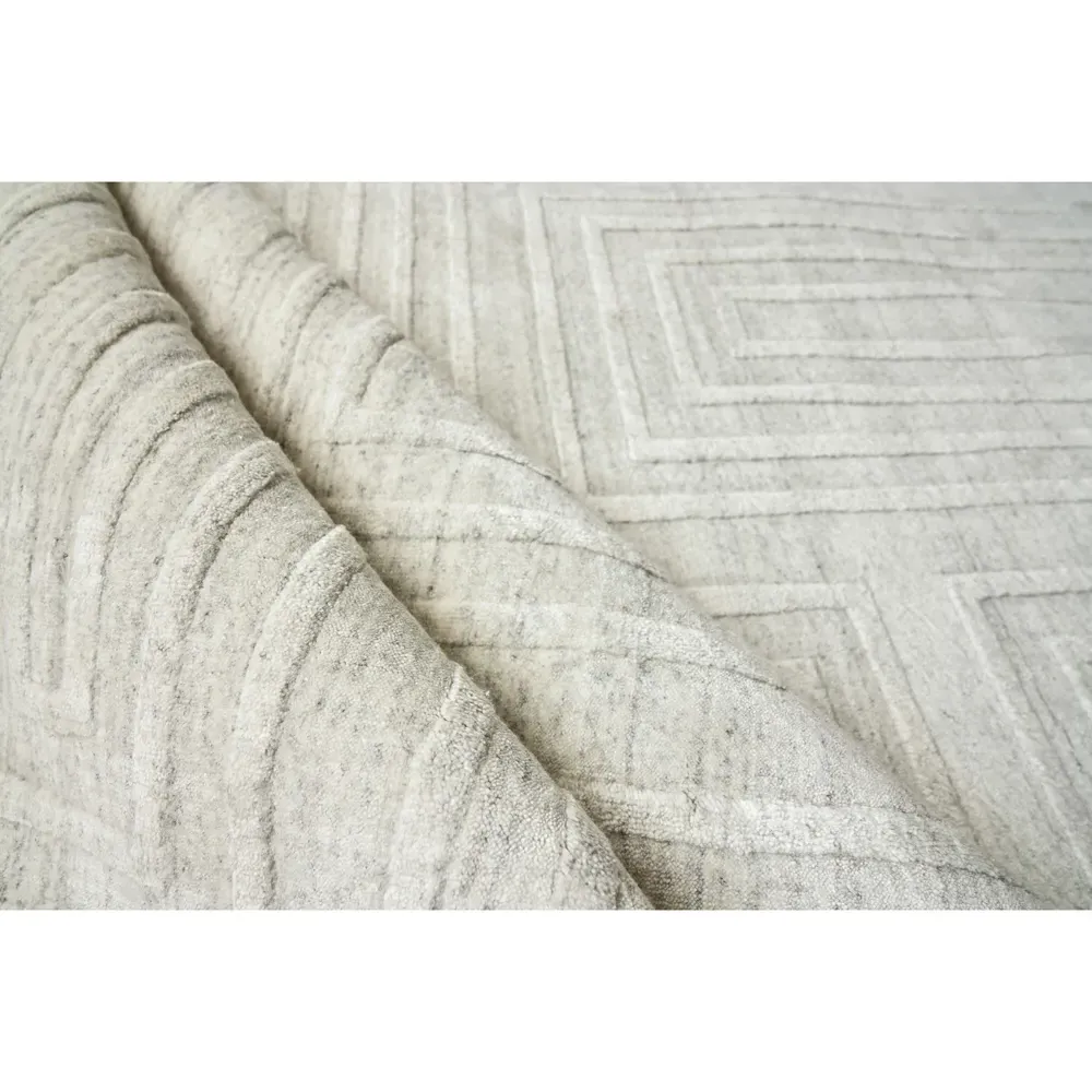 Aurora Silk Textured Rug Sample - Ivory, Wool