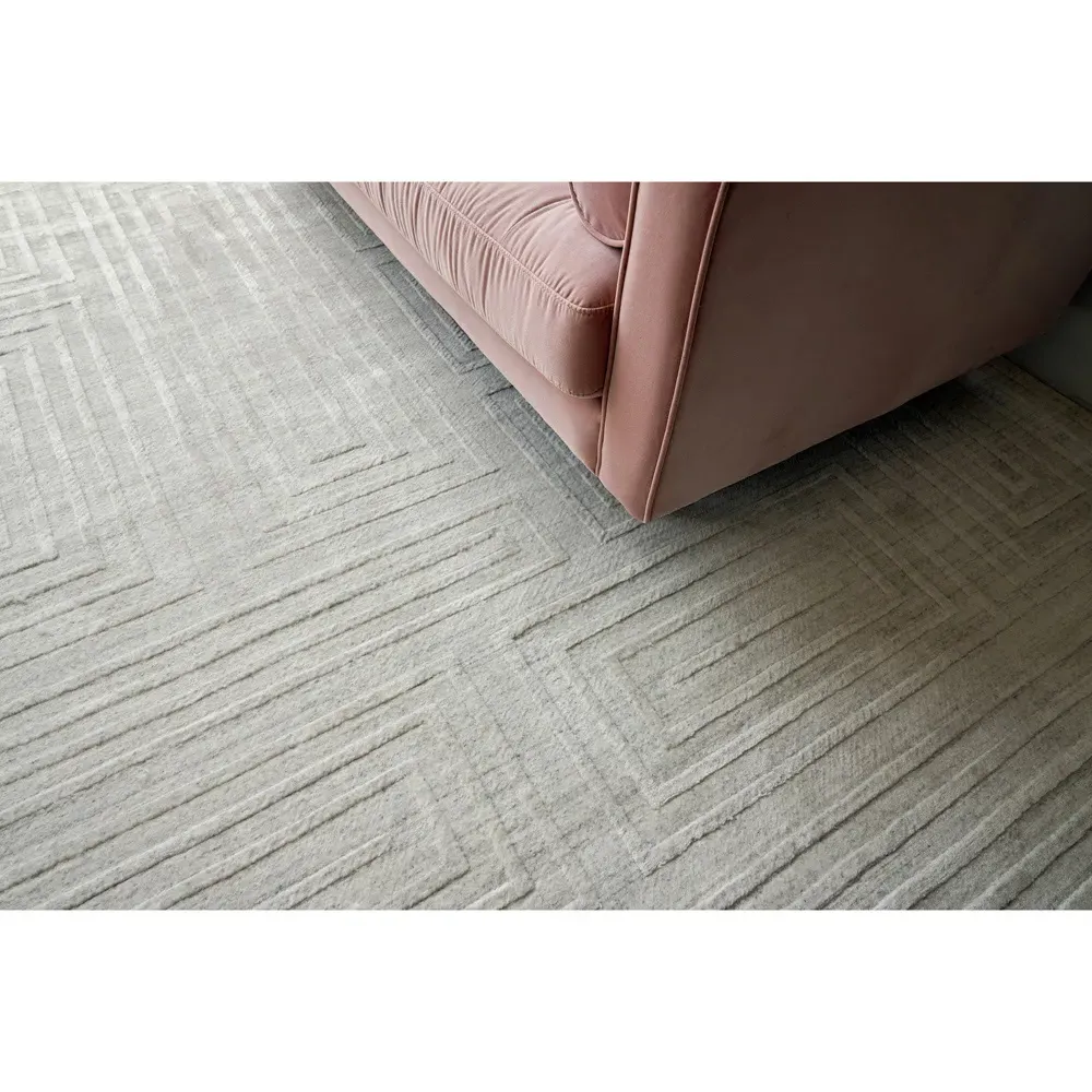 Aurora Silk Textured Rug Sample - Ivory, Wool