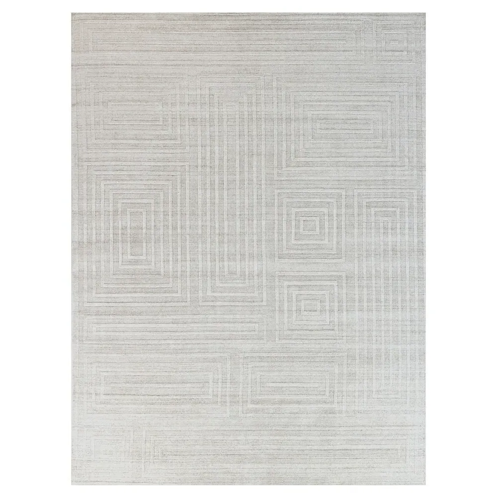 Aurora Silk Textured Rug Sample - Ivory, Wool
