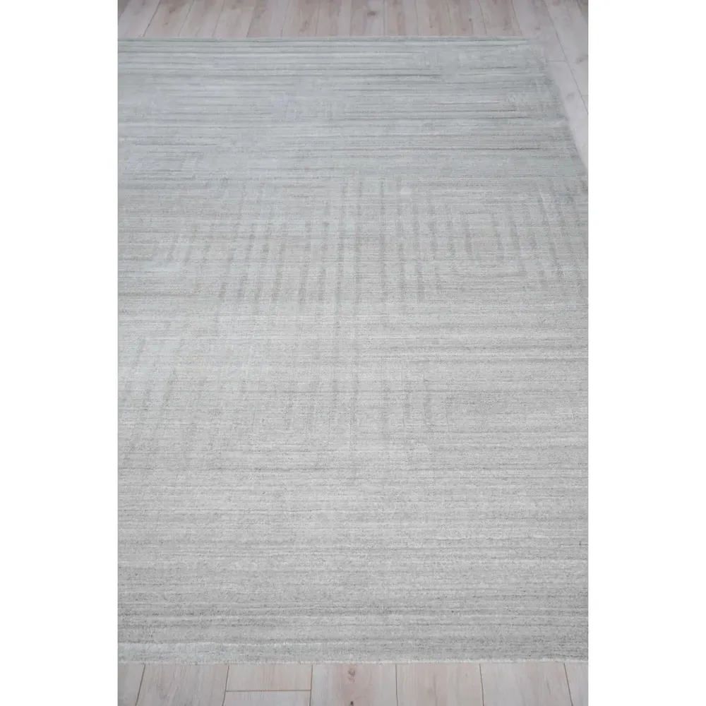Aurora Silk Textured Rug Sample - Light Grey, Wool
