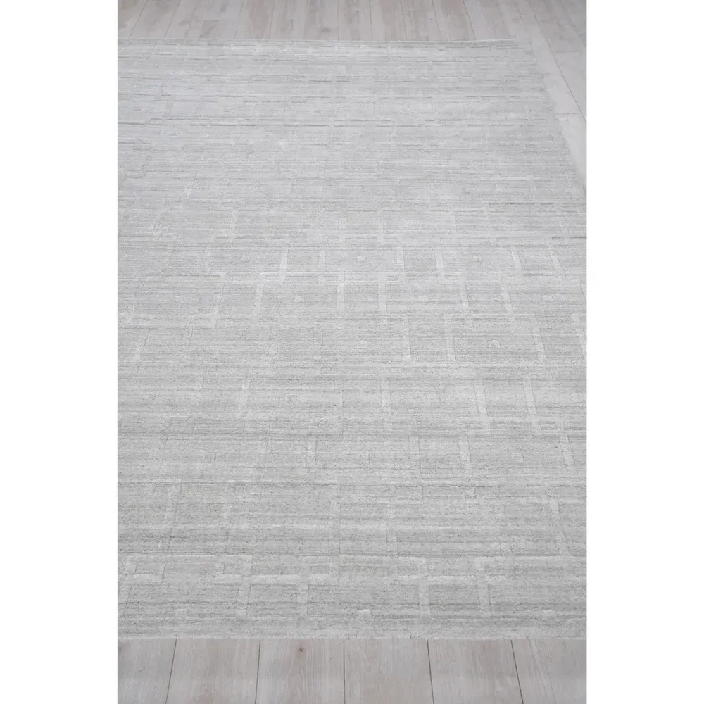 Aurora Silk Textured Rug Sample - Light Silver, Wool