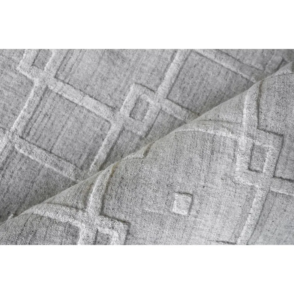 Aurora Silk Textured Rug Sample - Light Silver, Wool