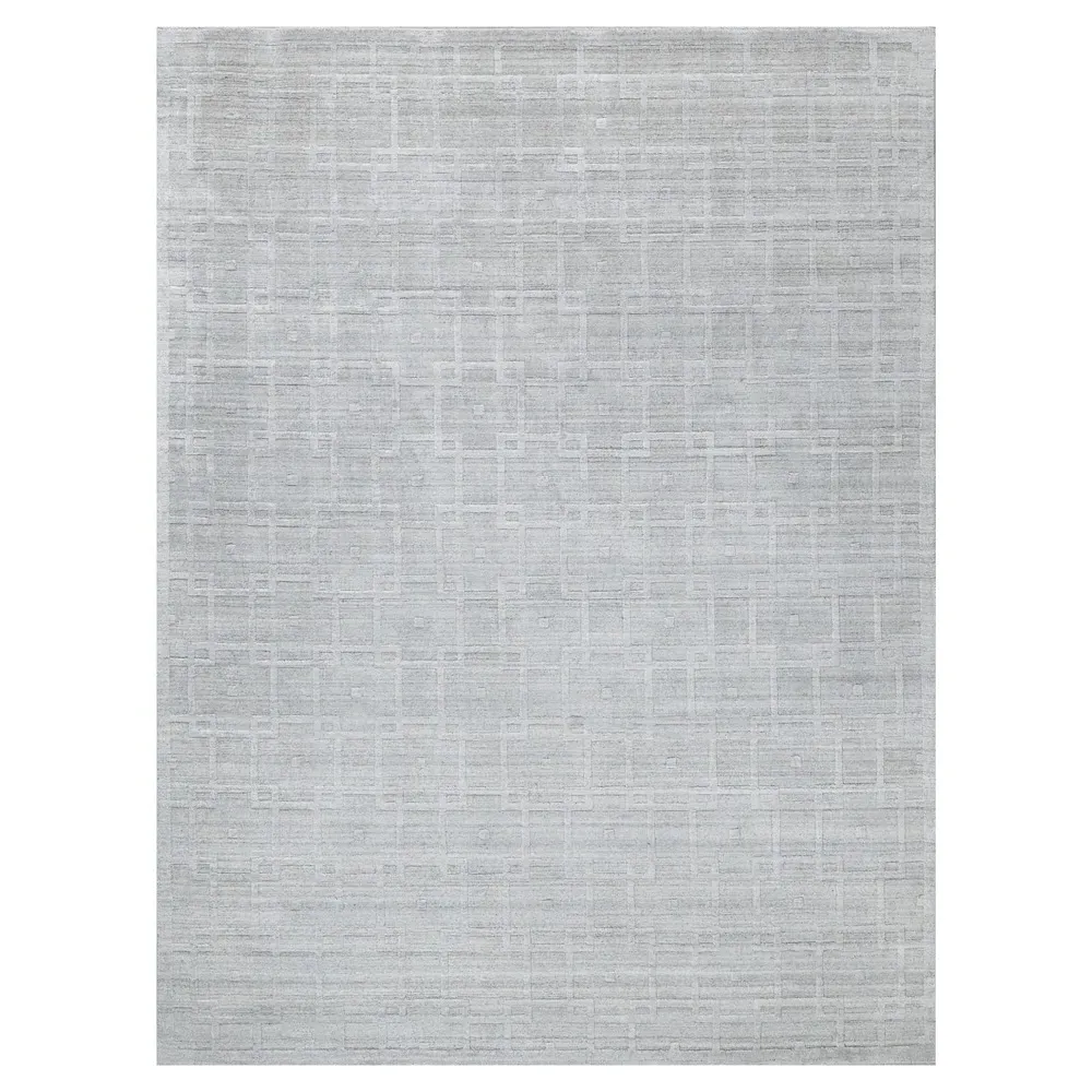 Aurora Silk Textured Rug Sample - Light Silver, Wool