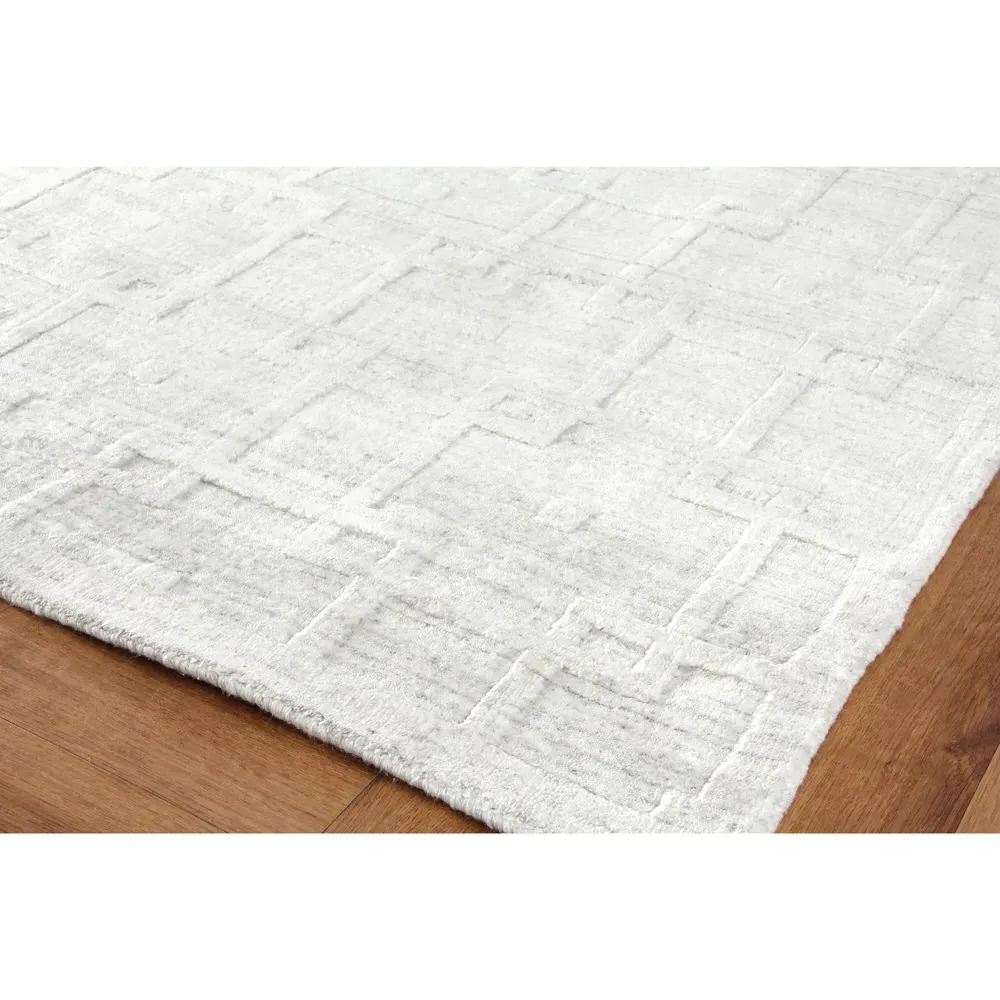 Aurora Textured Solid Rug Sample - White, Wool