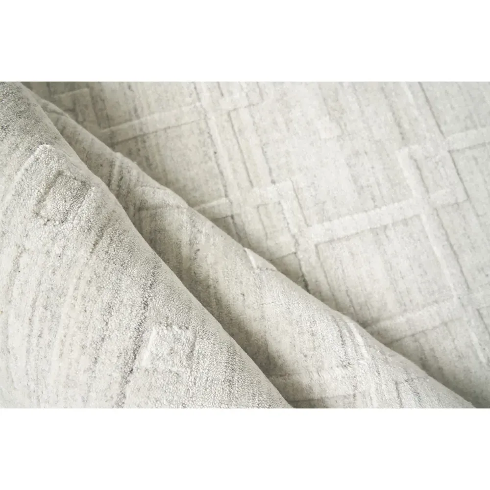 Aurora Textured Solid Rug Sample - White, Wool