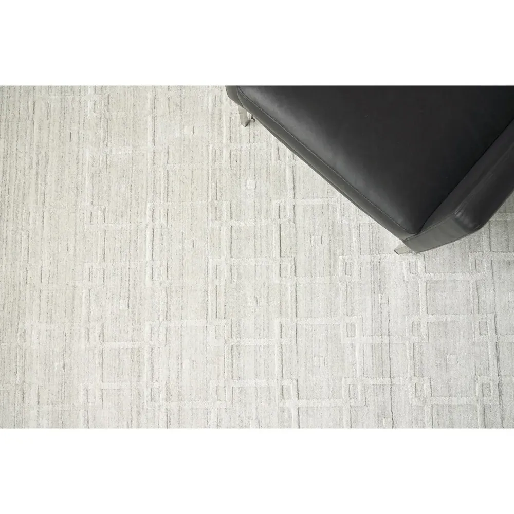Aurora Textured Solid Rug Sample - White, Wool