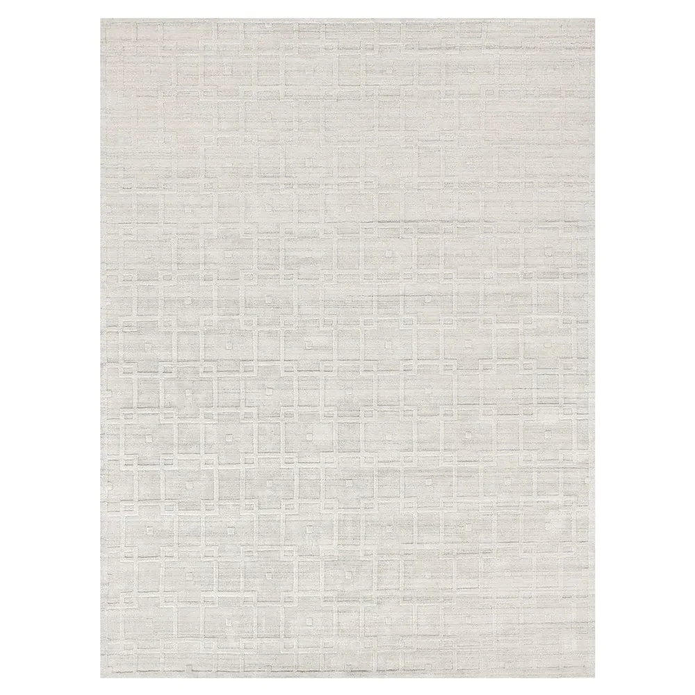 Aurora Textured Solid Rug Sample - White, Wool image