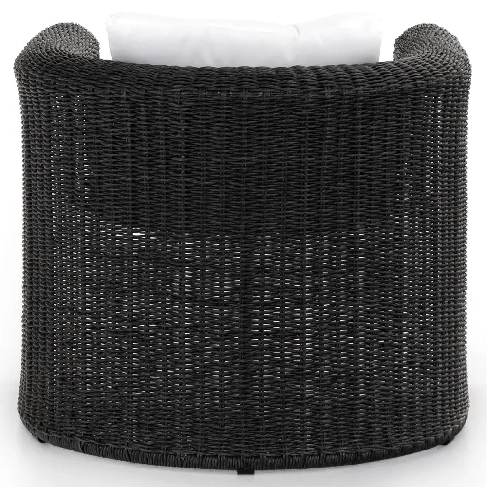 Aurora Tufted Outdoor Arm Chair - Black, Wicker