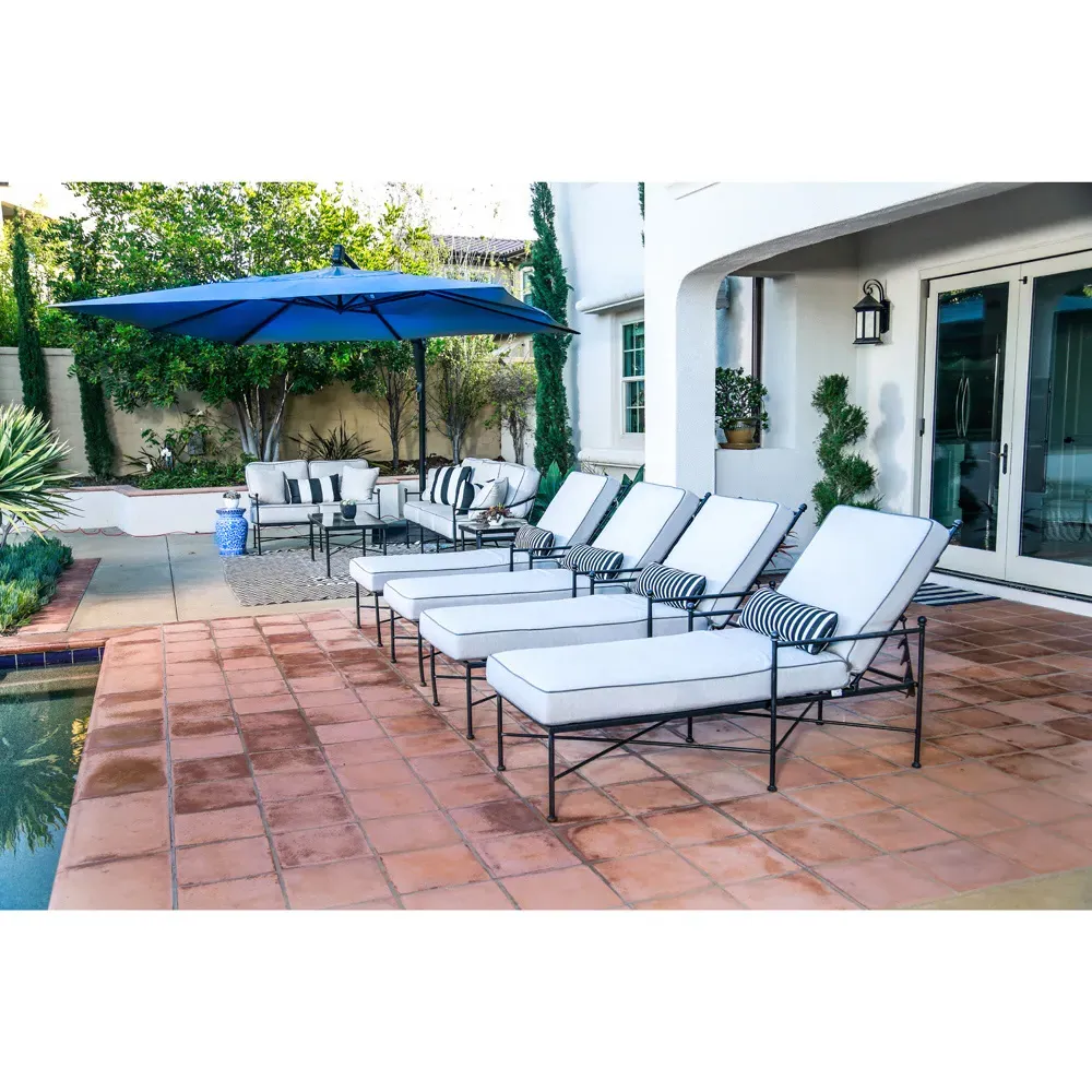 Aurore Glass Top Outdoor Coffee Table - Black, Metal