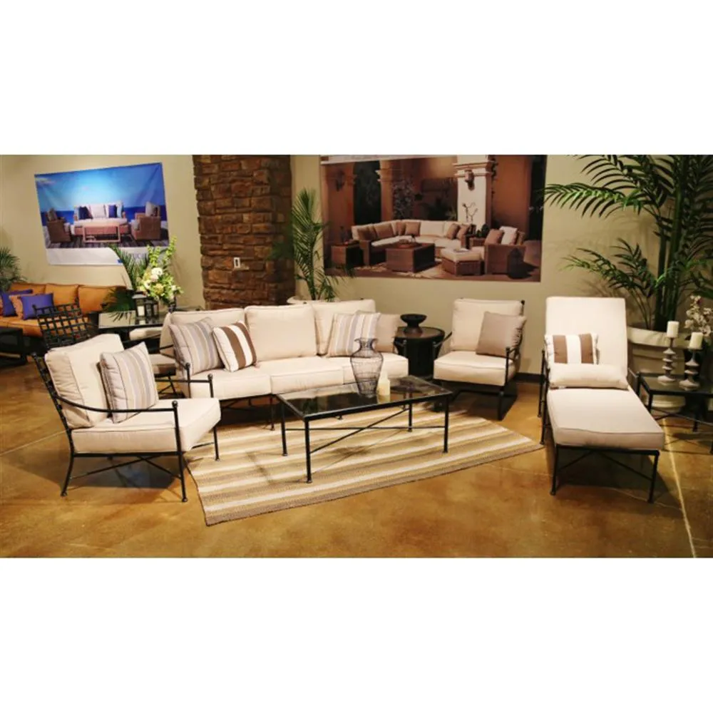 Aurore Glass Top Outdoor Coffee Table - Black, Metal