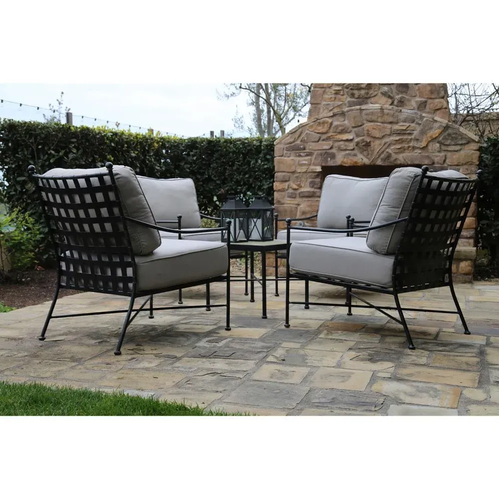 Aurore Glass Top Outdoor Side Table - Black, Metal