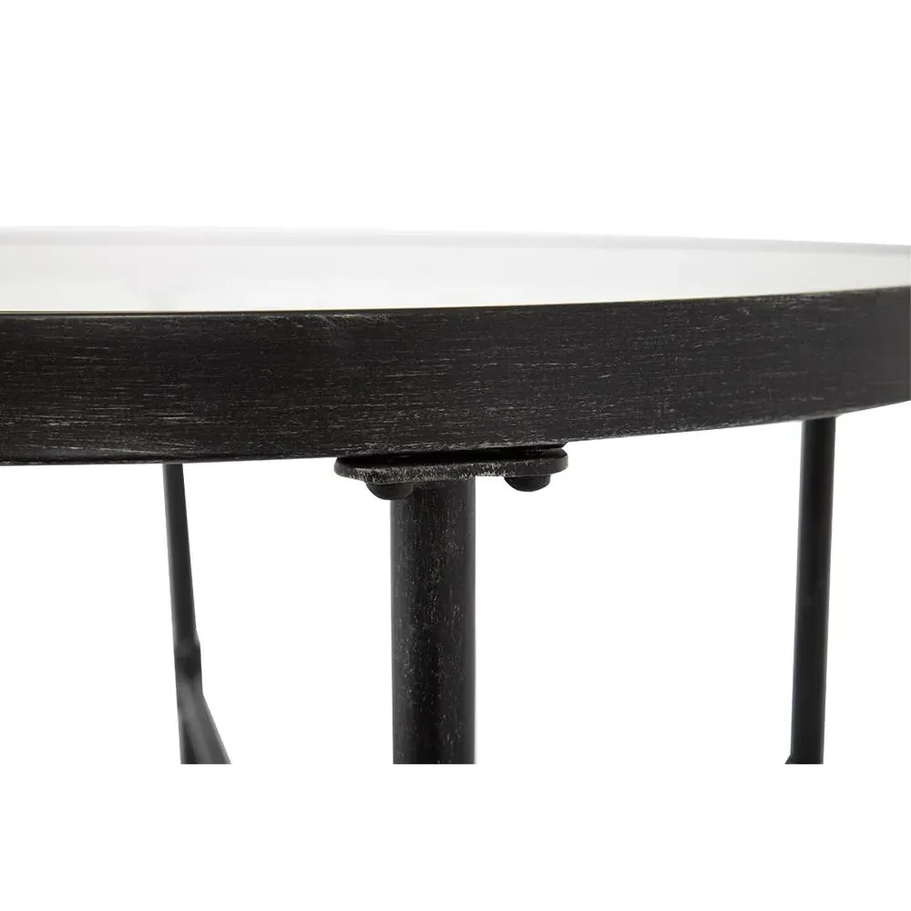 Aurore Large Glass Top Outdoor Dining Table - Black, Metal