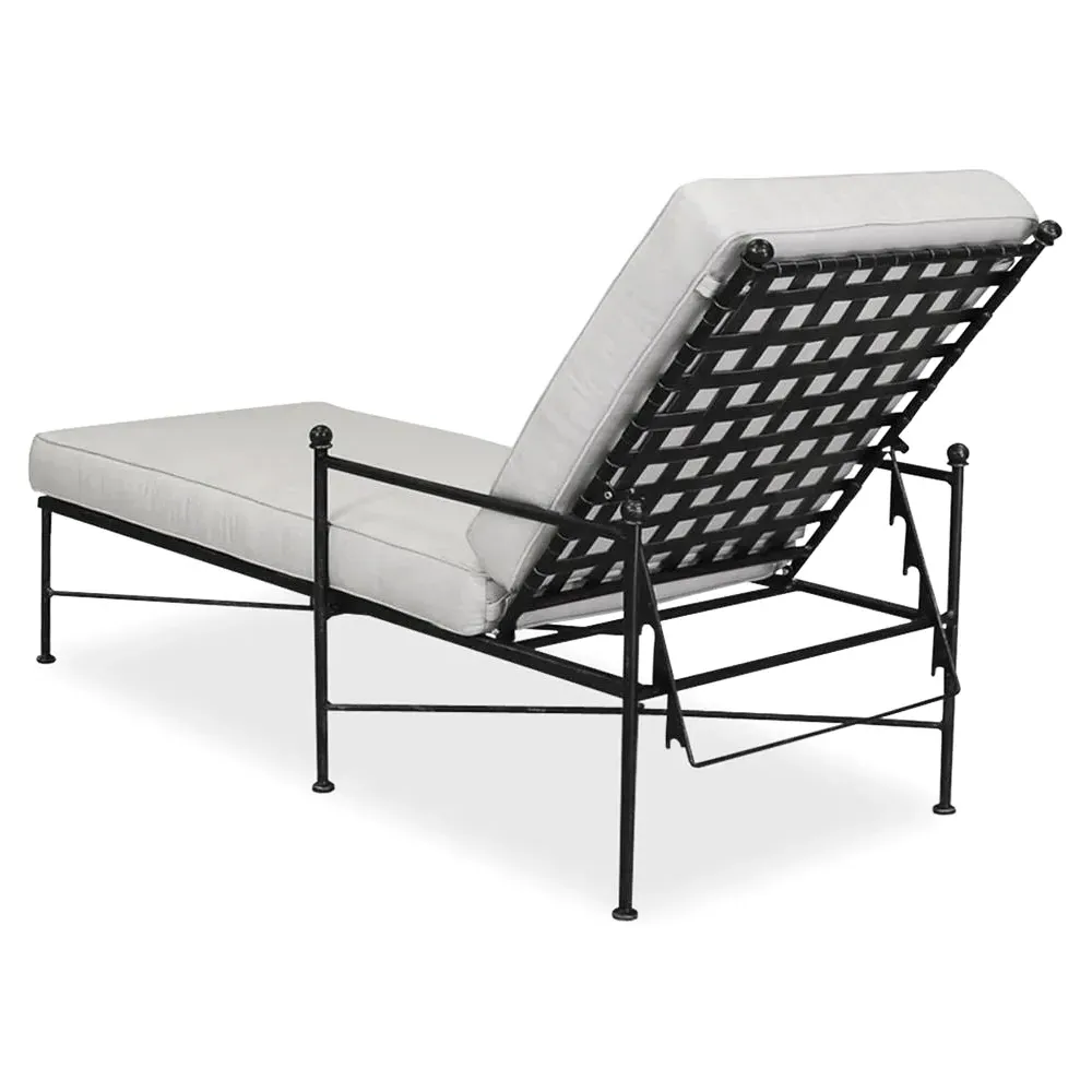 Aurore Outdoor Chaise Lounge with Cushion - White, Metal