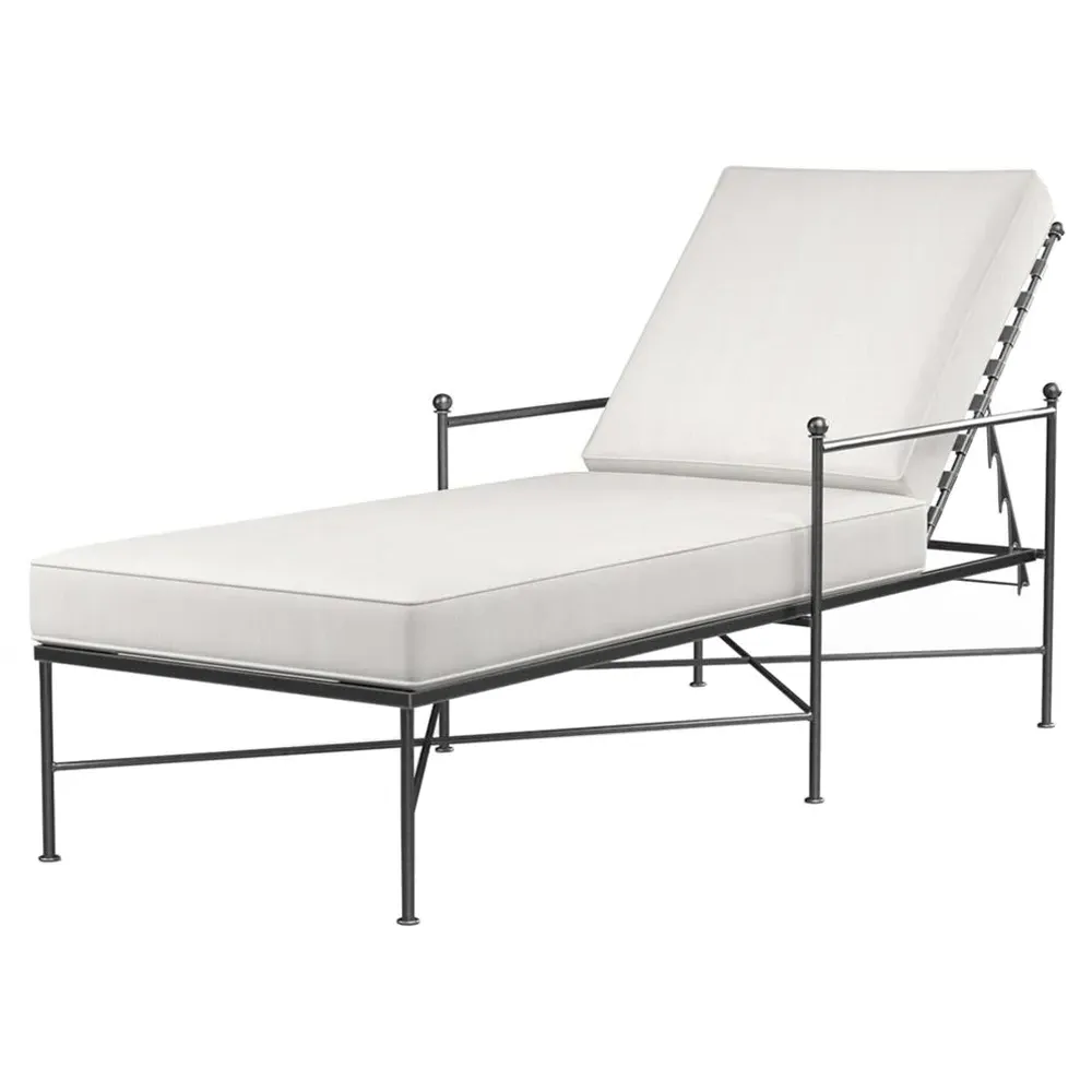 Aurore Outdoor Chaise Lounge with Cushion - White, Metal