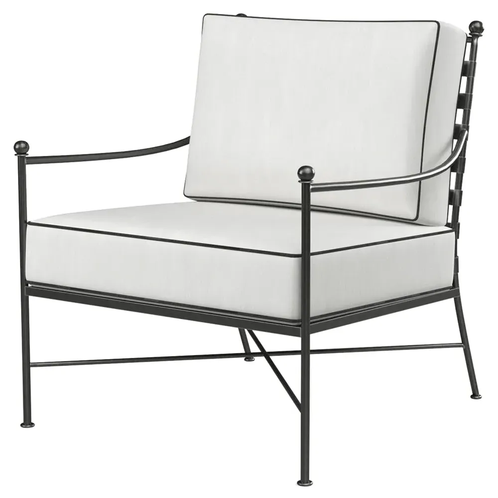 Aurore Outdoor Club Arm Chair - Canvas Natural, Wrought Iron