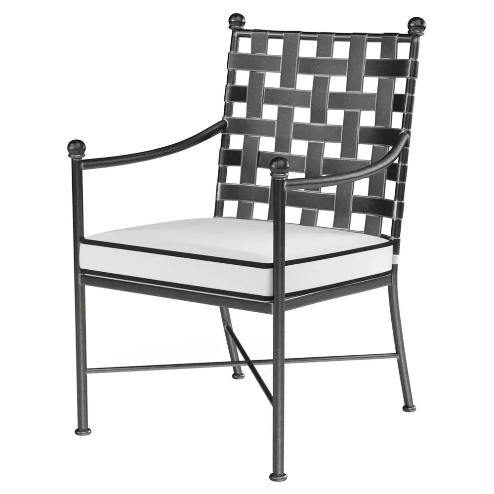 Aurore Outdoor Dining Arm Chair - Canvas Natural, Wrought Iron