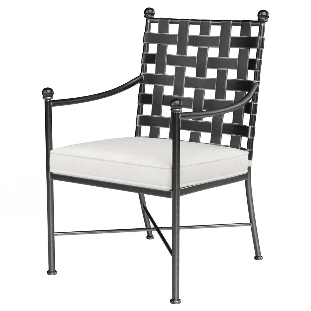 Aurore Outdoor Dining Arm Chair with Cushion - White, Metal image