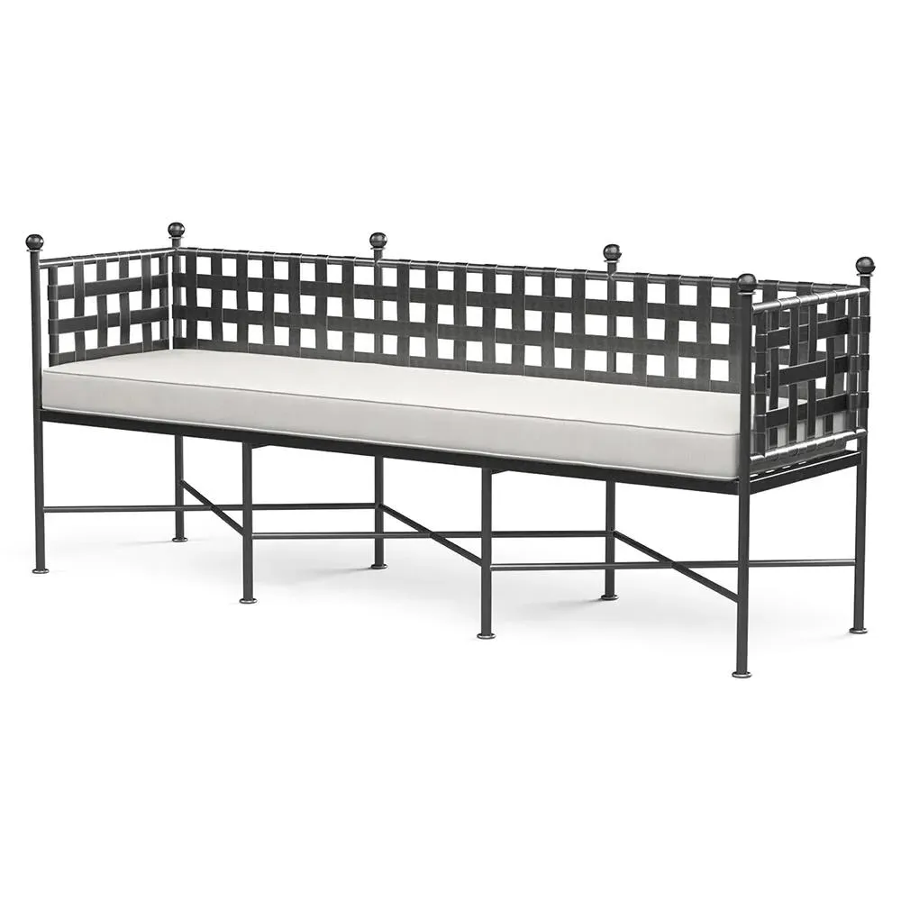 Aurore Outdoor Garden Bench with Cushion - White, Metal