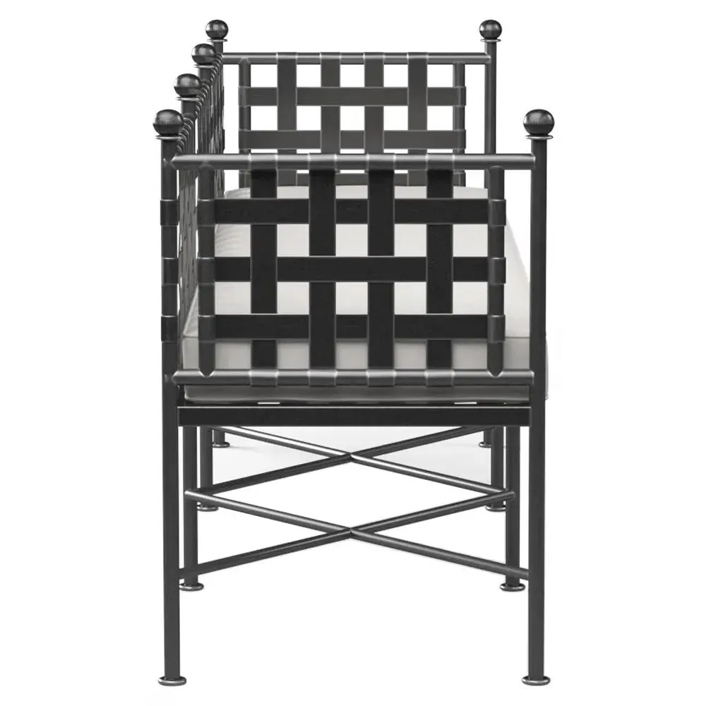 Aurore Outdoor Garden Bench with Cushion - White, Metal