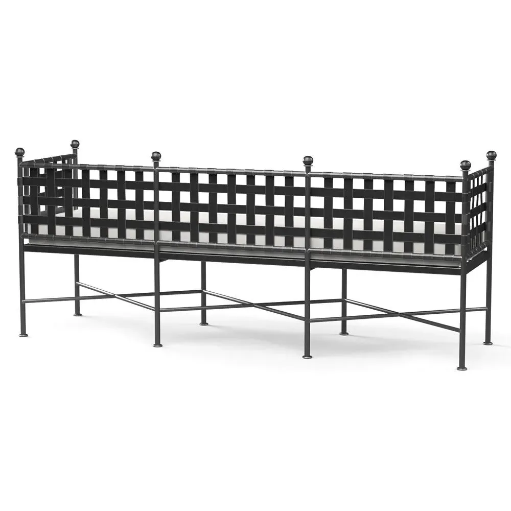 Aurore Outdoor Garden Bench with Cushion - White, Metal