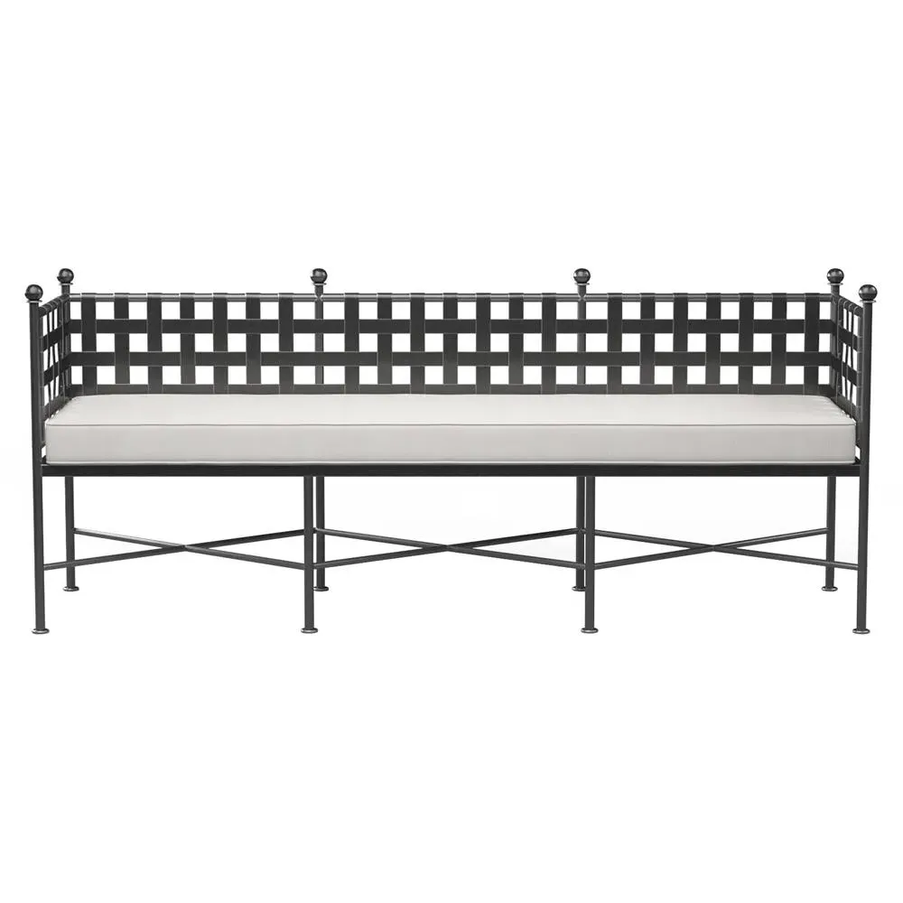 Aurore Outdoor Garden Bench with Cushion - White, Metal