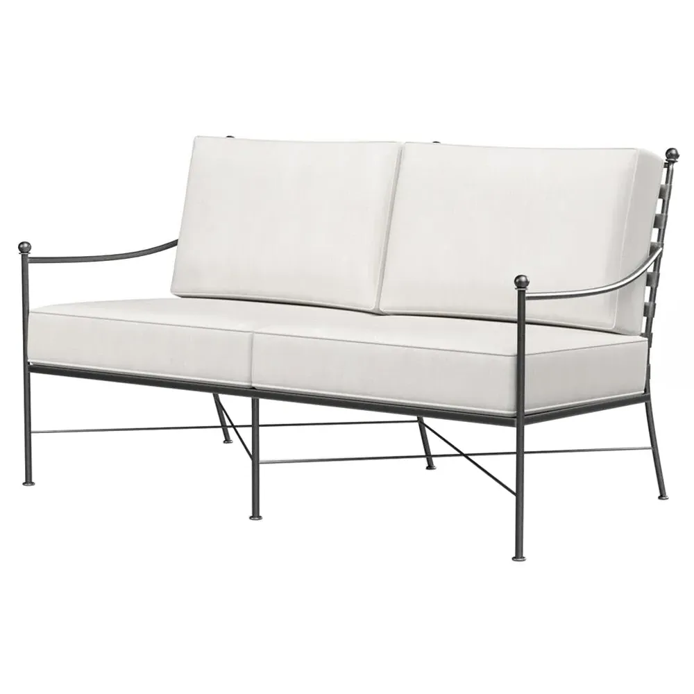 Aurore Outdoor Loveseat with Cushion - White, Metal