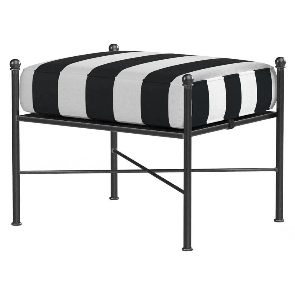 Aurore Outdoor Ottoman - White Black Stripe, Metal image