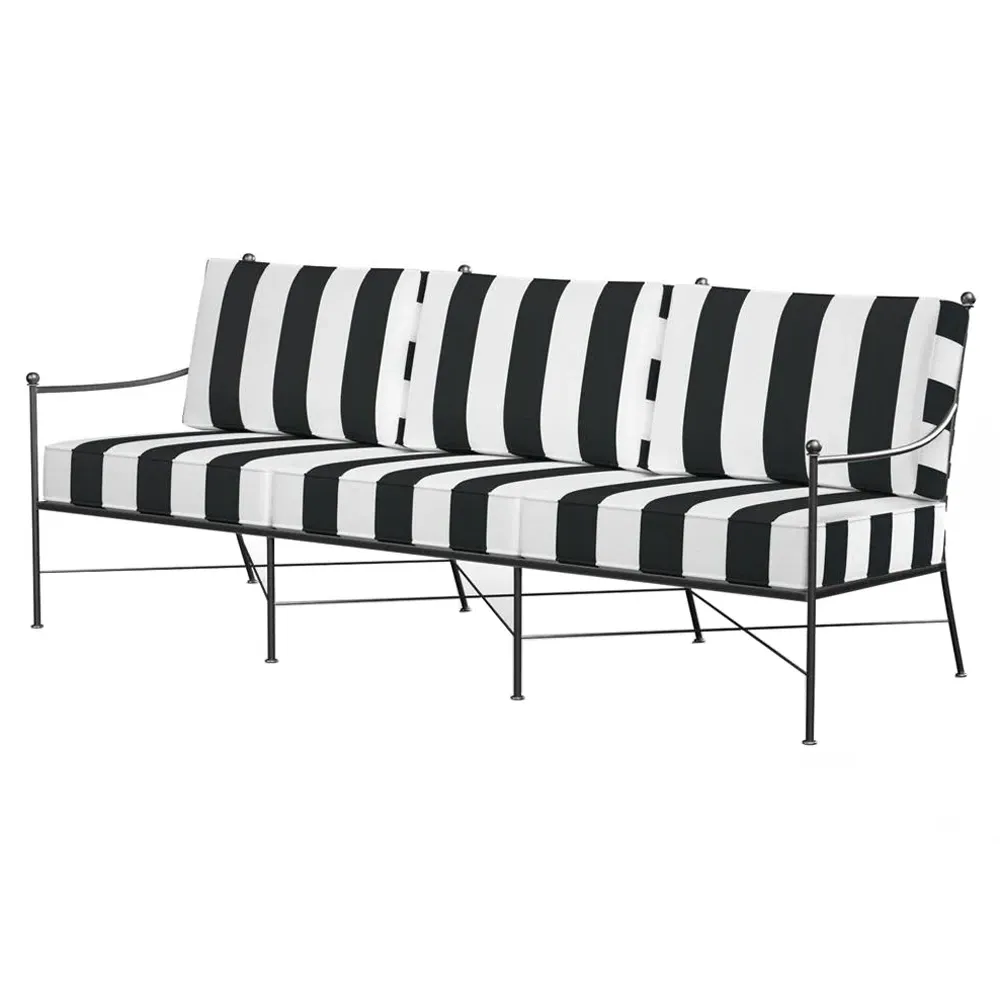 Aurore Outdoor Sofa - White Black Stripe, Metal