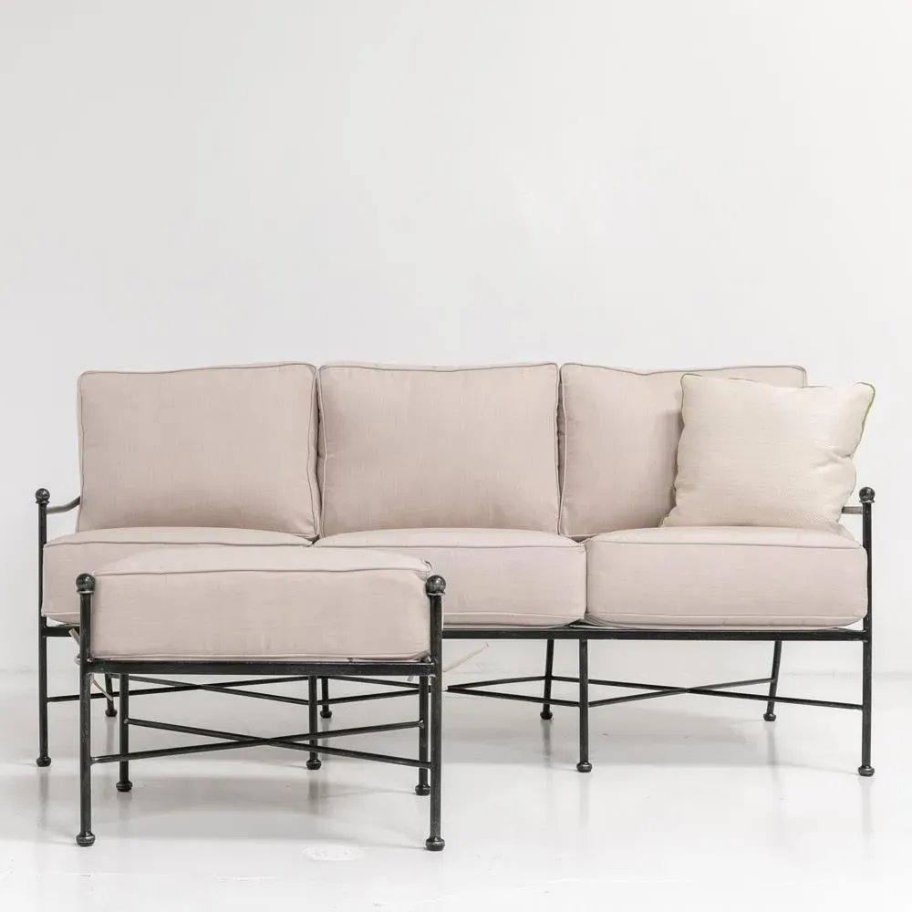 Aurore Rectangular Ottoman - Beige, Metal