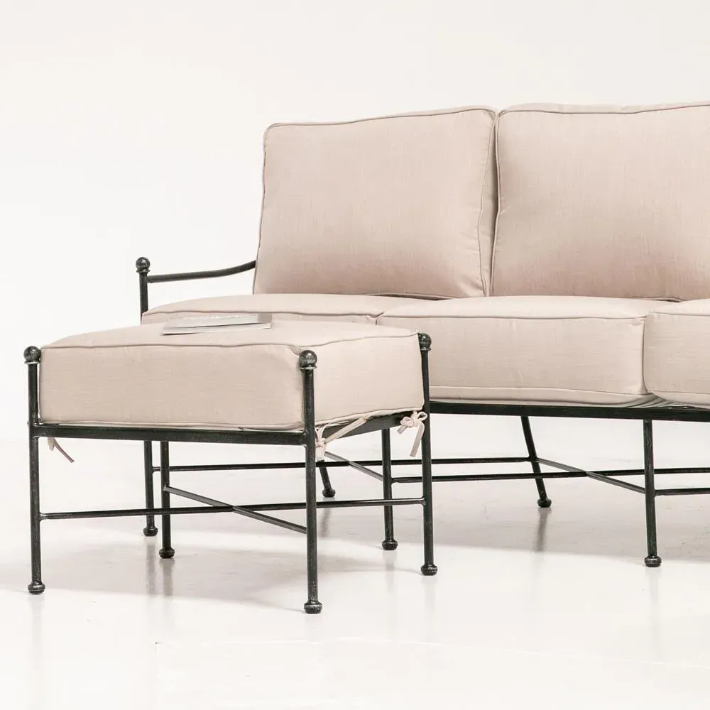 Aurore Rectangular Ottoman - Beige, Metal