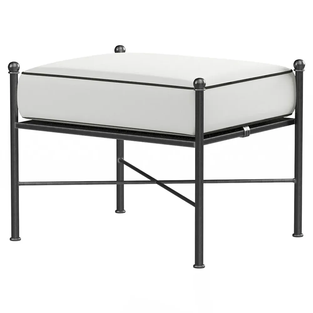 Aurore Rectangular Ottoman - Canvas Natural, Wrought Iron image