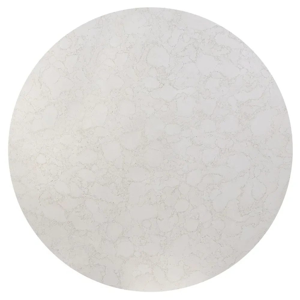 Aurore Round Dining Table - Aged White, Concrete