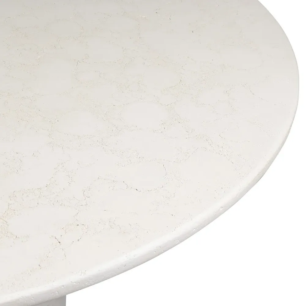 Aurore Round Dining Table - Aged White, Concrete
