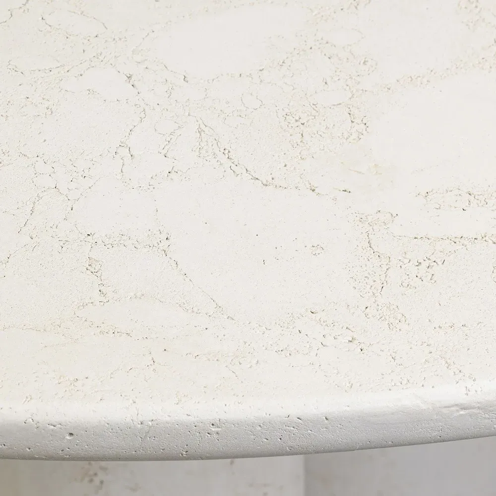 Aurore Round Dining Table - Aged White, Concrete
