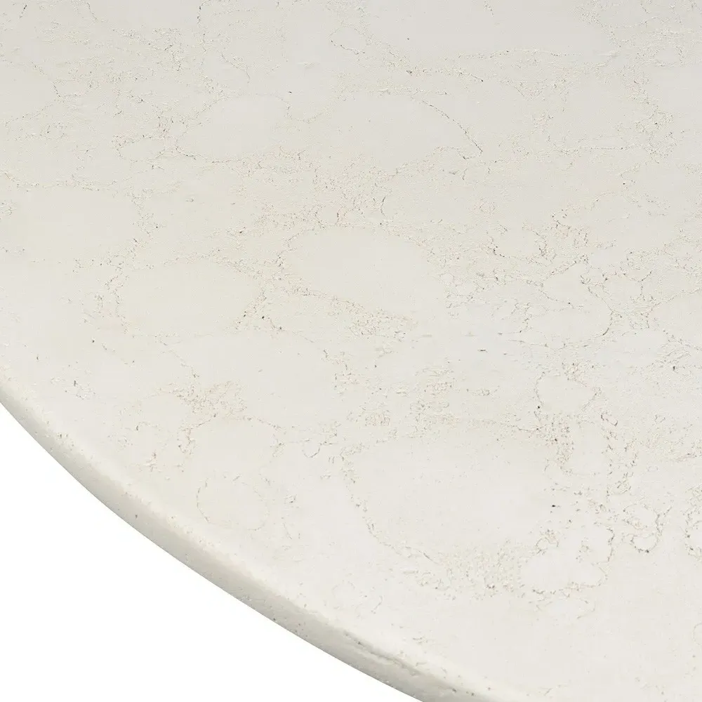 Aurore Round Dining Table - Aged White, Concrete