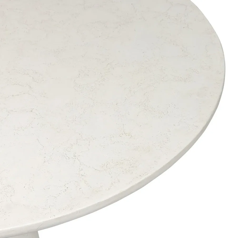 Aurore Round Nesting Coffee Table - Aged White, Concrete