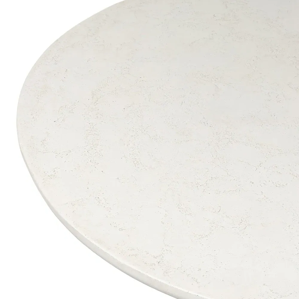 Aurore Round Nesting Coffee Table - Aged White, Concrete