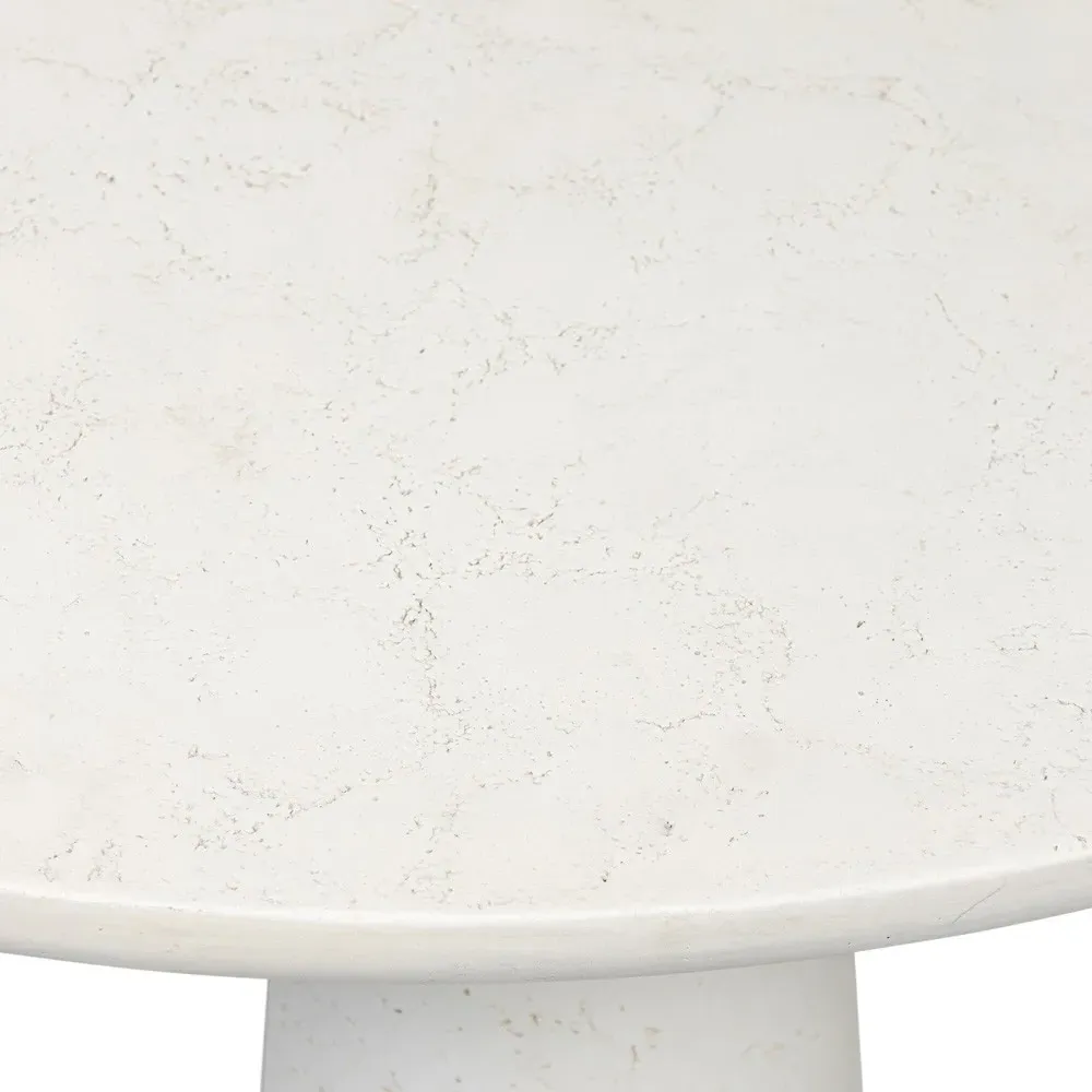 Aurore Round Nesting Coffee Table - Aged White, Concrete