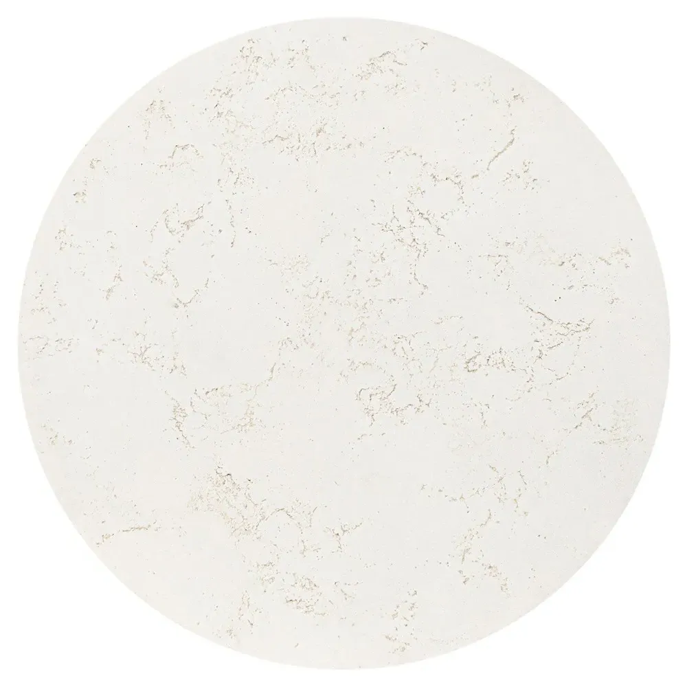 Aurore Round Pedestal End Table - Aged White, Concrete