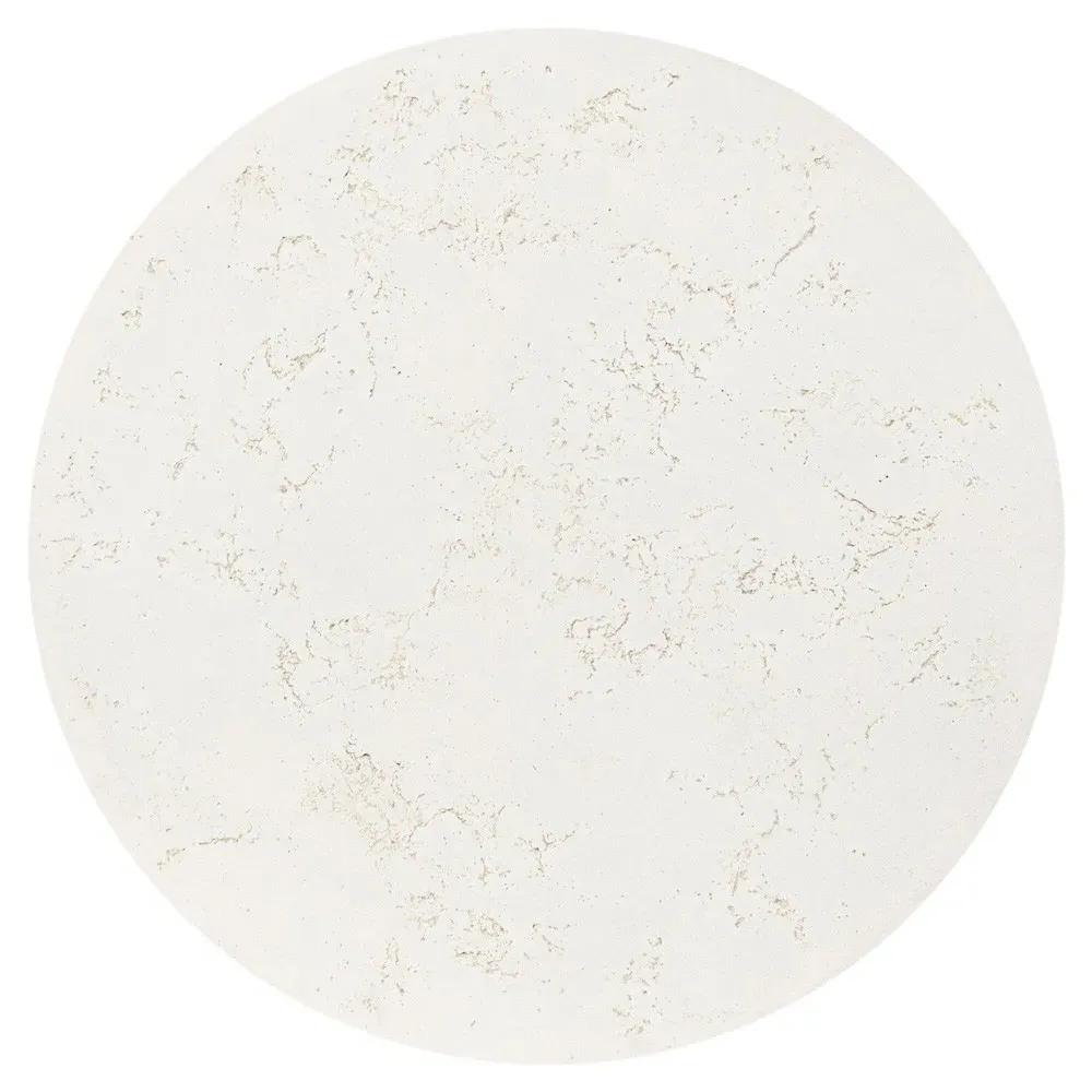 Aurore Round Pedestal End Table - Aged White, Concrete