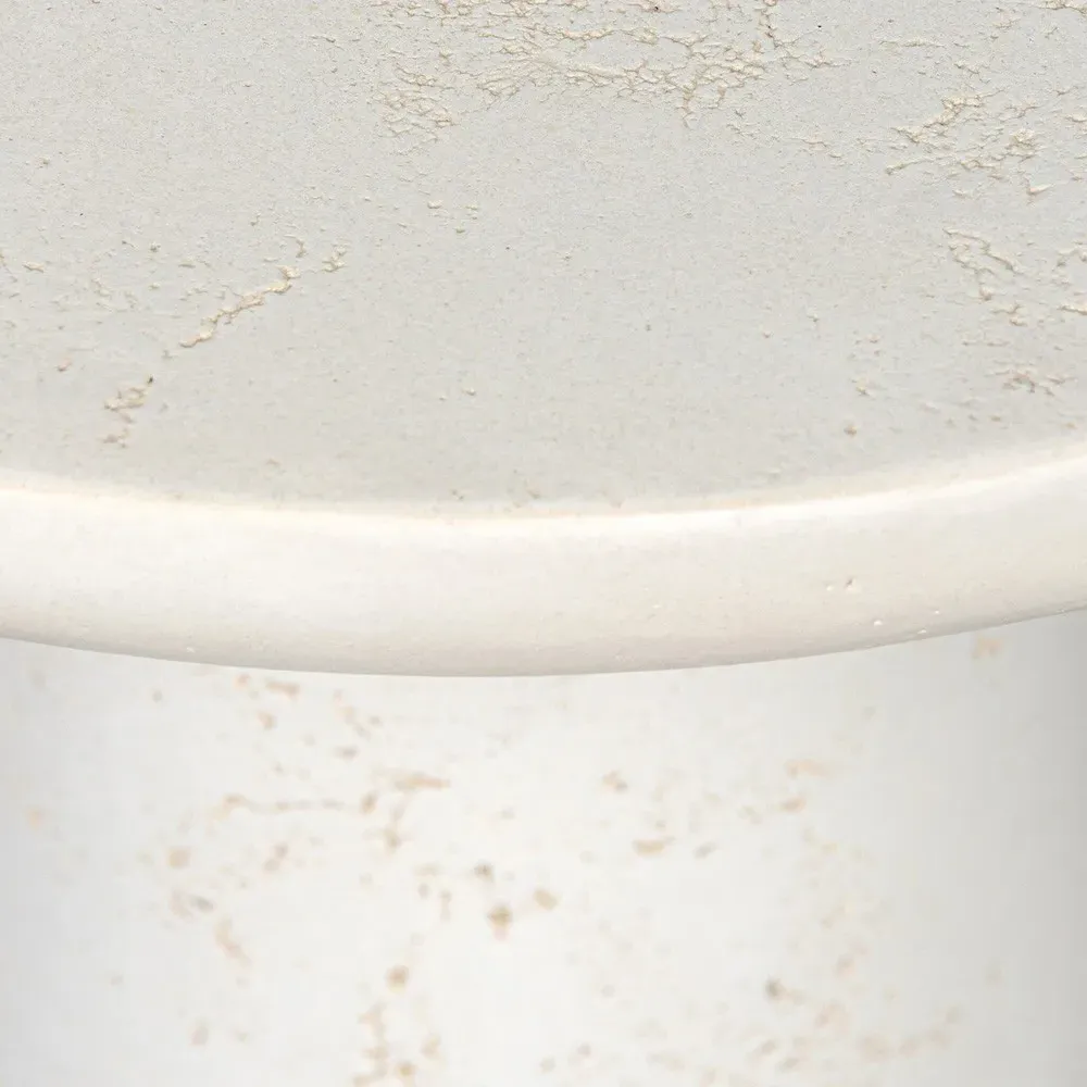 Aurore Round Pedestal End Table - Aged White, Concrete