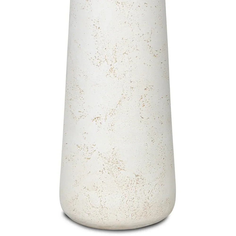 Aurore Round Pedestal End Table - Aged White, Concrete