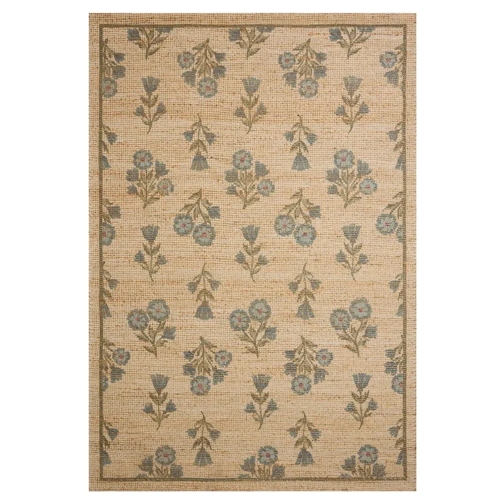 Ava Floral Patterned Rug - Beige, Jute