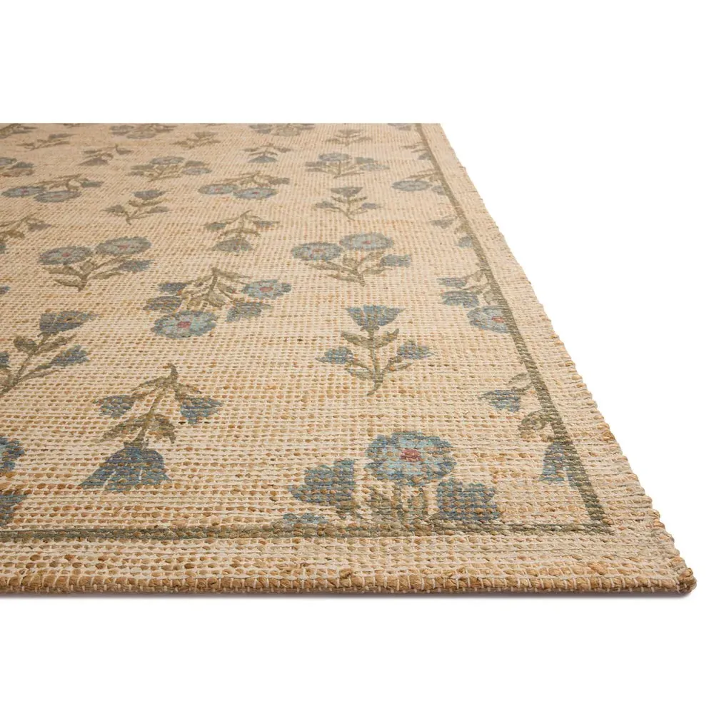 Ava Floral Patterned Rug - Beige, Jute