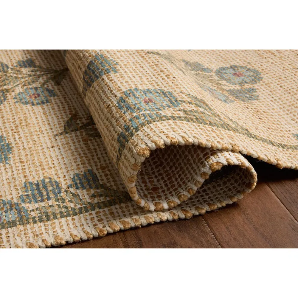 Ava Floral Patterned Rug - Beige, Jute