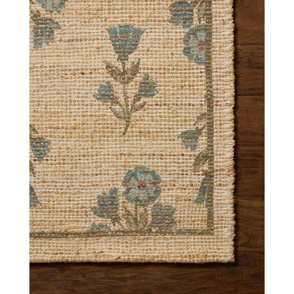 Ava Floral Patterned Rug Sample - Beige, Jute