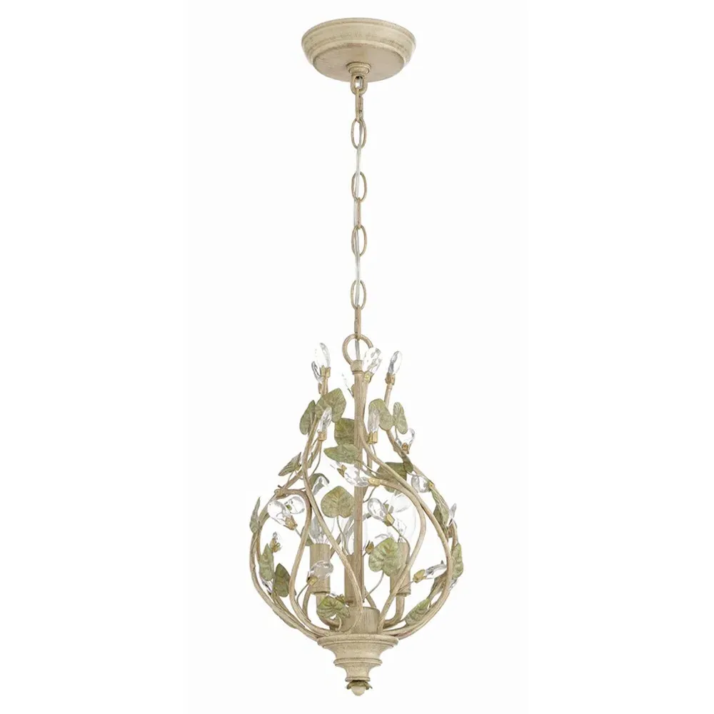 Ava Mini Chandelier with Leaf Crystal - Green