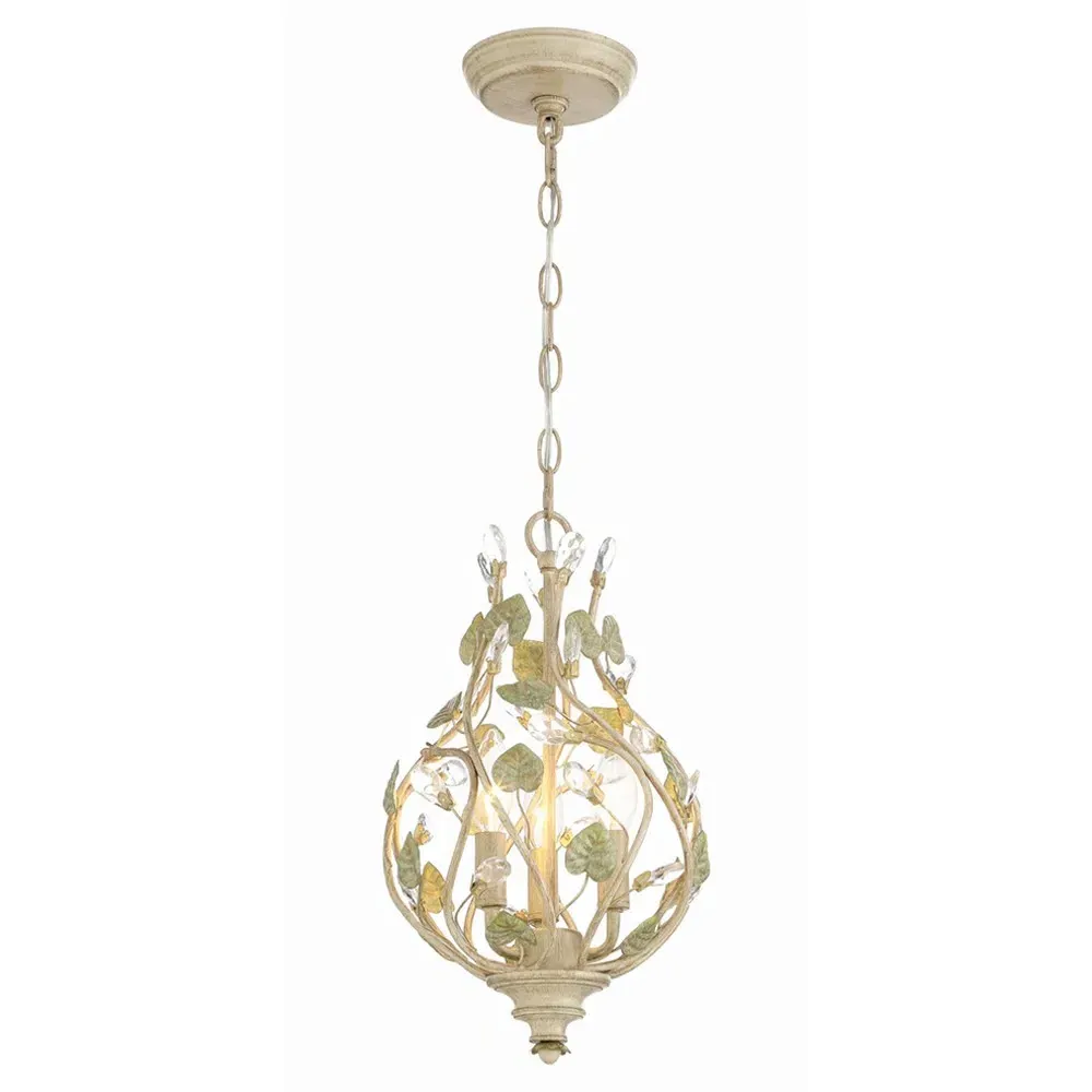 Ava Mini Chandelier with Leaf Crystal - Green