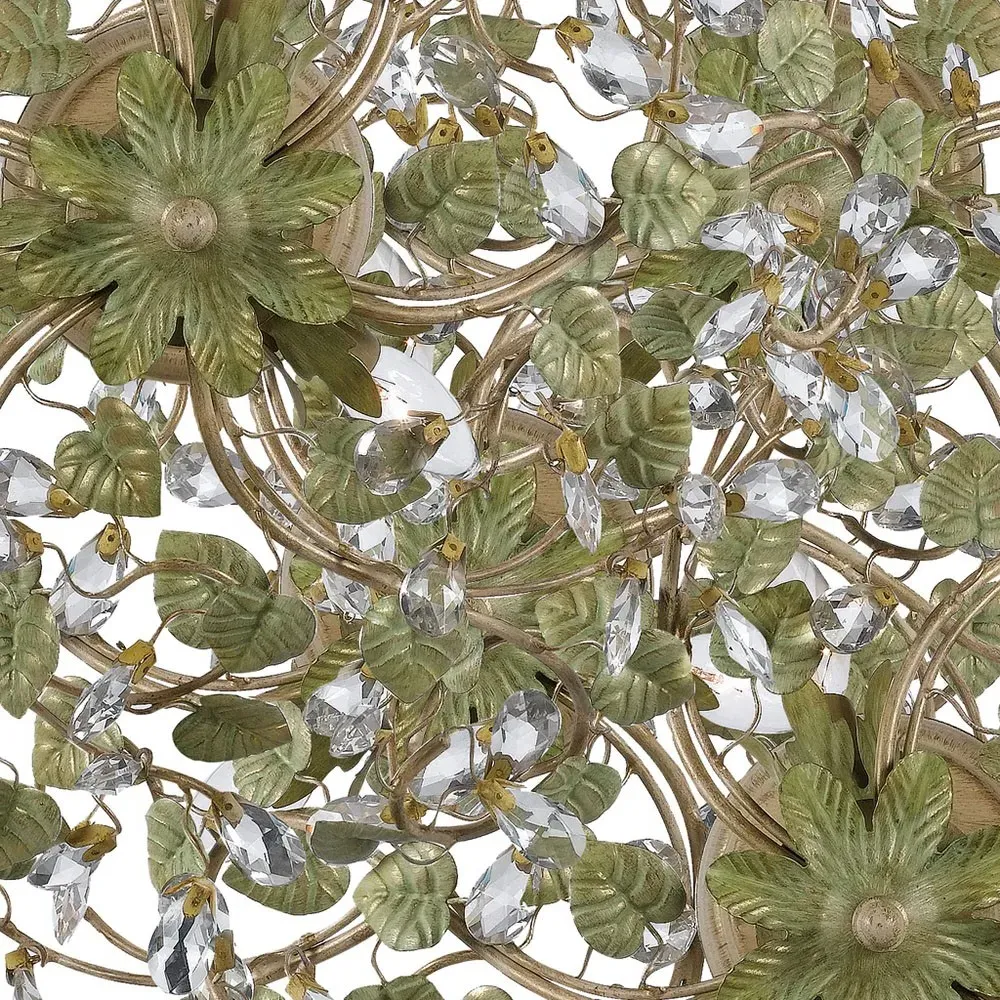 Ava Mini Chandelier with Leaf Crystal - Green