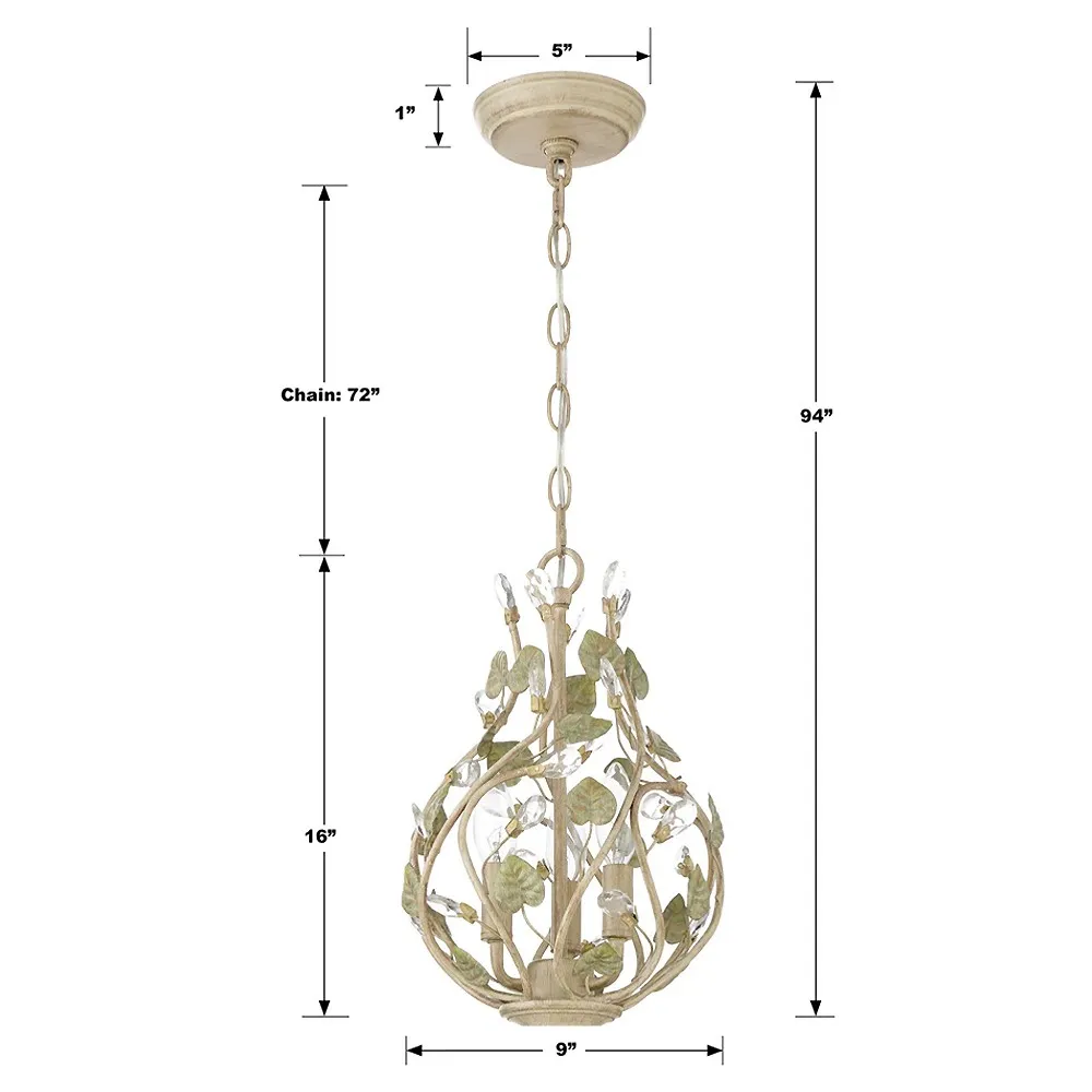 Ava Mini Chandelier with Leaf Crystal - Green